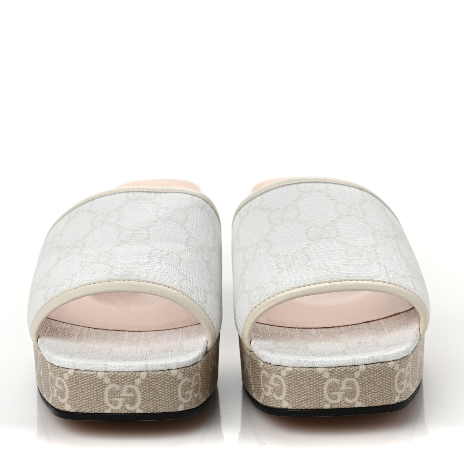Gucci GG Supreme Monogram Malaga Kid Platform Mule Sandals 39 White Mystic White 2 of 9
