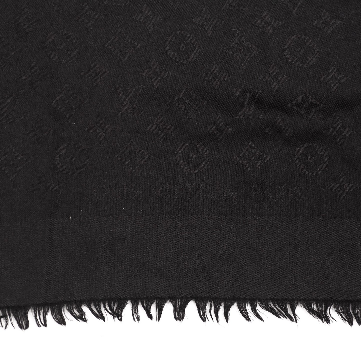 Silk Wool Monogram Shawl Black