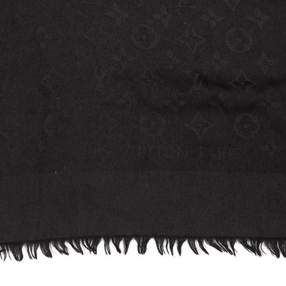 Louis Vuitton Silk Wool Monogram Shawl Black 4 of 5