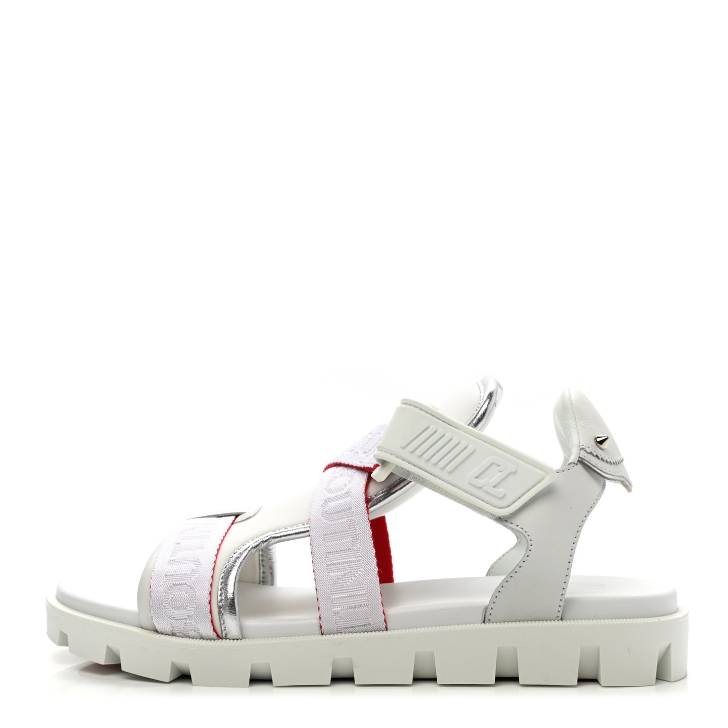 Calfskin Velcrissimo Flat Sandals 40.5 Blanco Silver