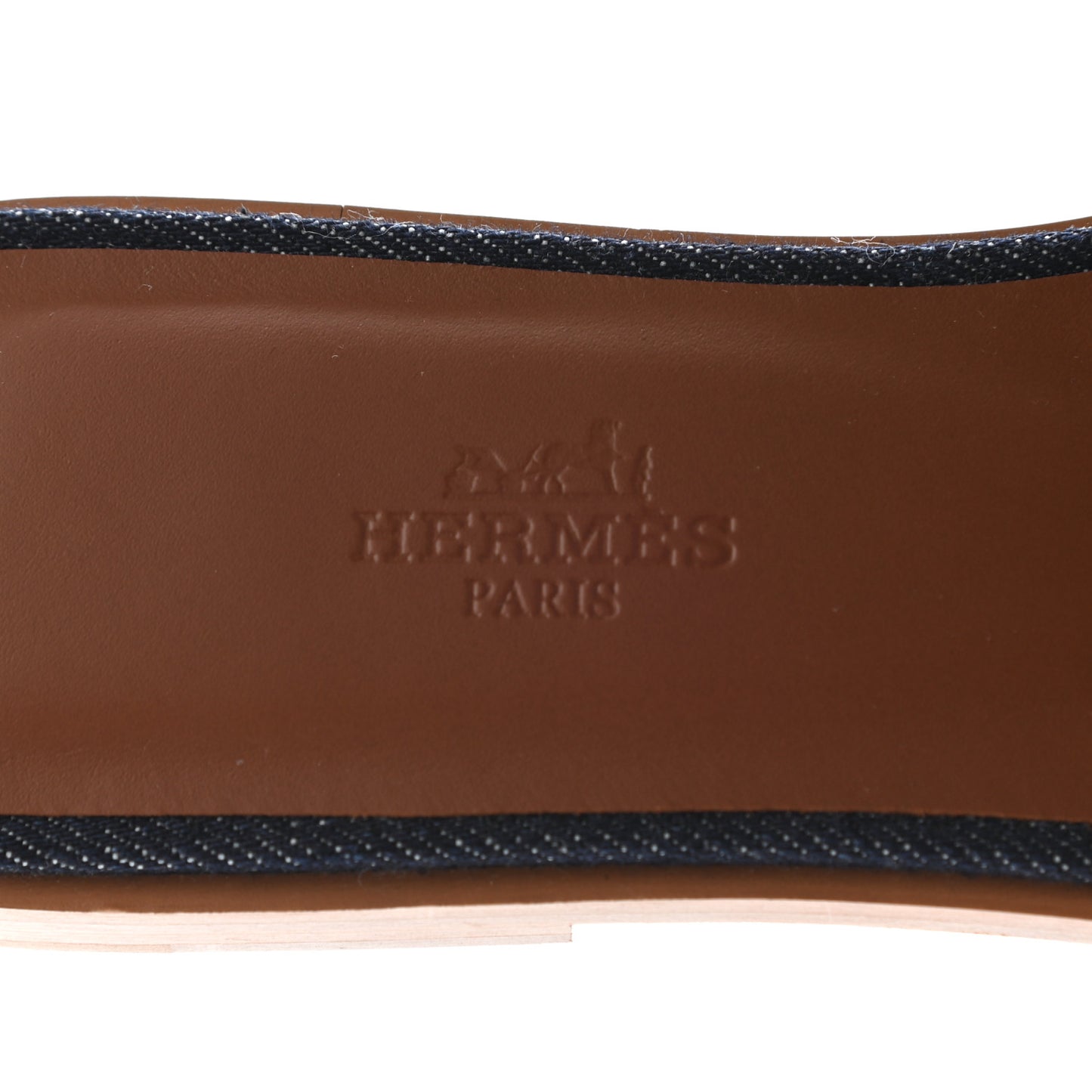 Calfskin Denim Oran Sandals 37 Bleu Brut Gold
