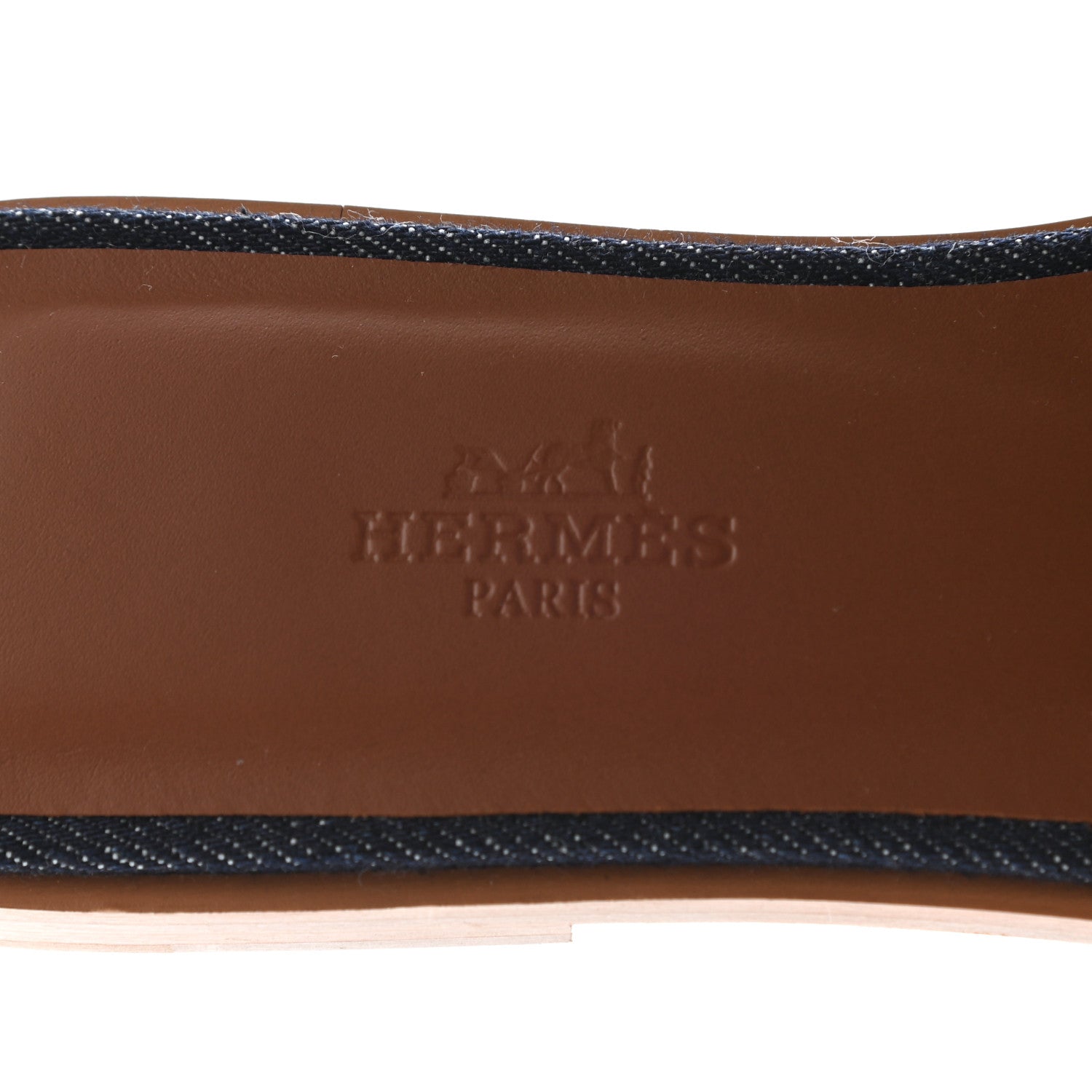 Hermes Calfskin Denim Oran Sandals 37 Bleu Brut Gold 7 of 8