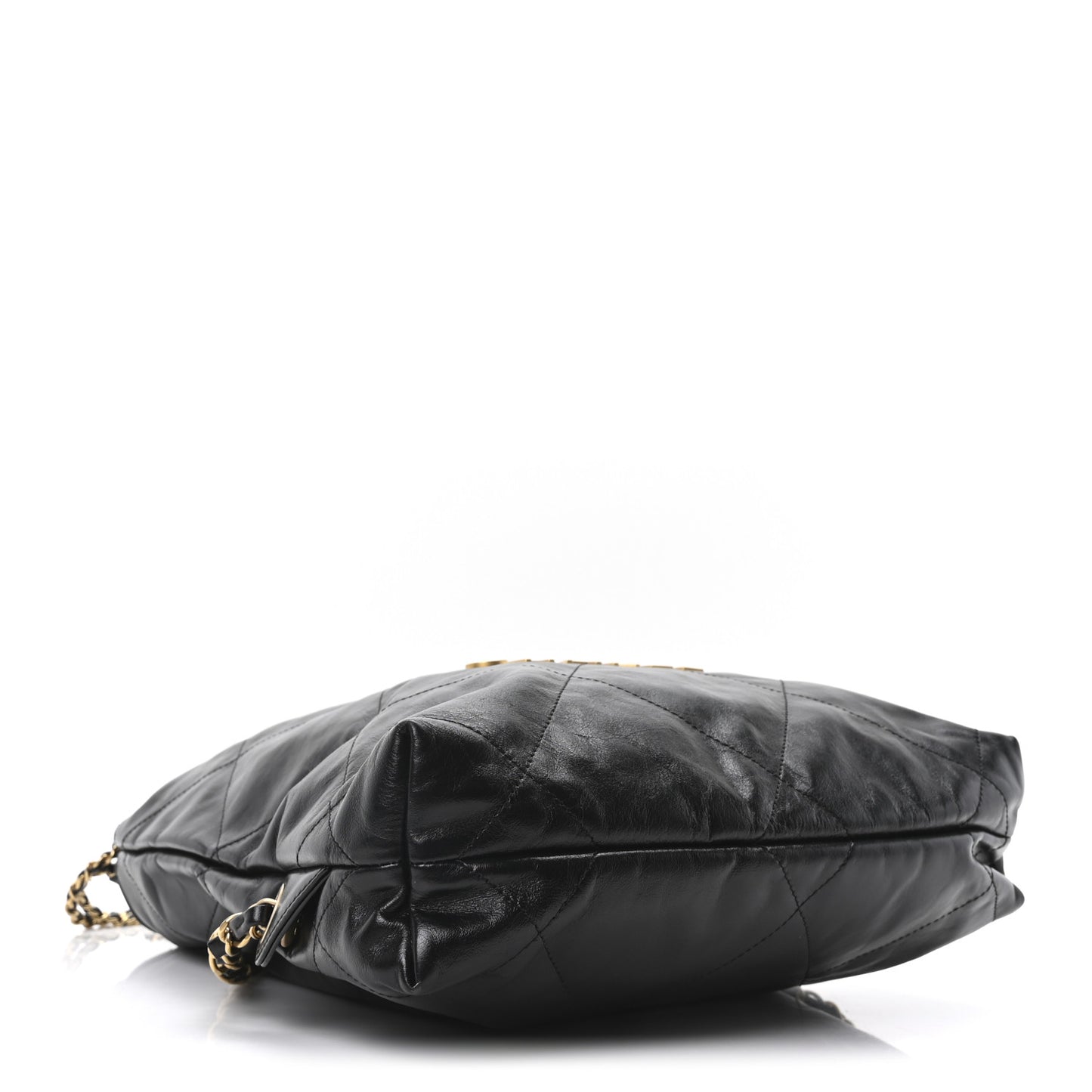 Shiny Calfskin Quilted Chanel 22 Backpack Black