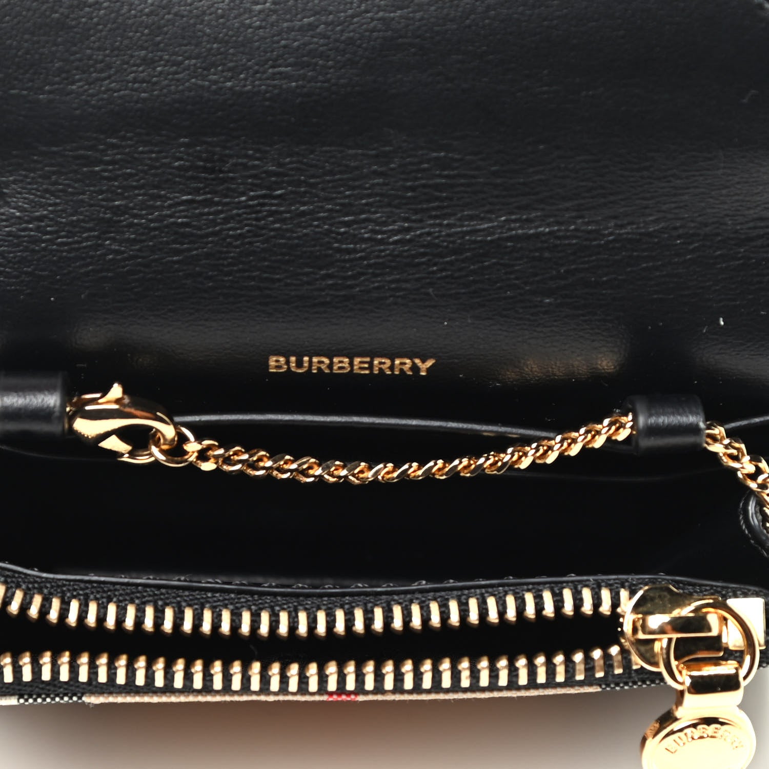 Burberry Grainy Calfskin Vintage Check Card Case With Strap Black 3 of 3