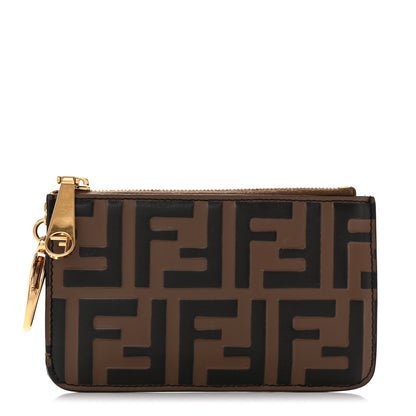Fendi Vitello Soft F is Fendi Bi-Color FF 1974 Embossed Key Case Pouch Maya Black 1 of 7