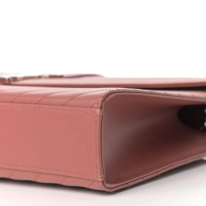 Saint Laurent Grain De Poudre Matelasse Chevron Large Monogram Satchel Mystic Rose 10 of 11