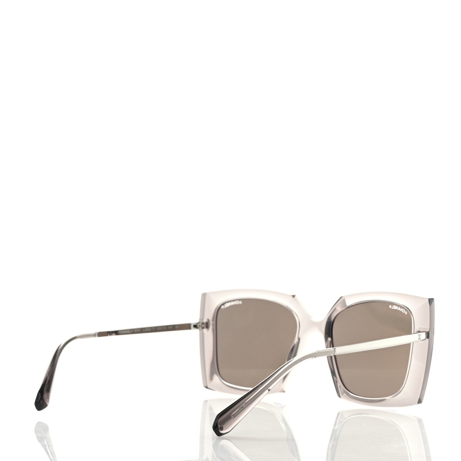 Chanel 18K White Gold Mirror Square Sunglasses 6051 Gray 4 of 6
