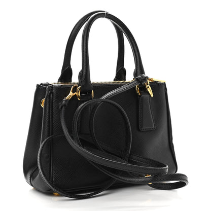 Prada Saffiano Lux Mini Galleria Double Zip Tote Black 3 of 13