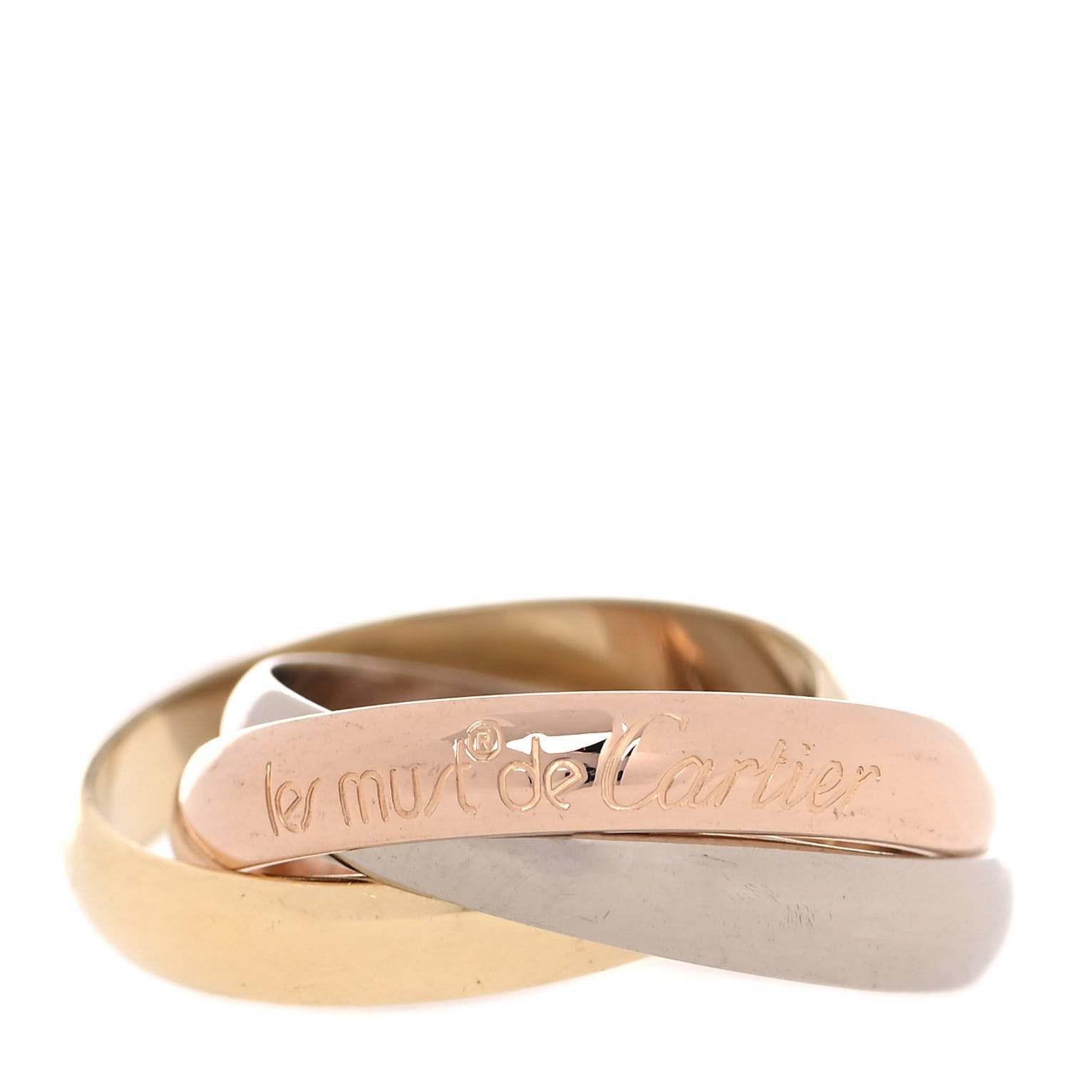 Cartier 18K Pink Yellow White Gold Classic Les Must De Cartier Trinity Ring 52 6 1 of 6