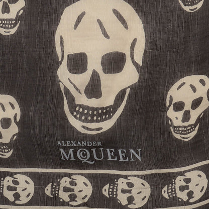 Alexander McQueen Silk Chiffon Skull Scarf Black Ivory 4 of 6