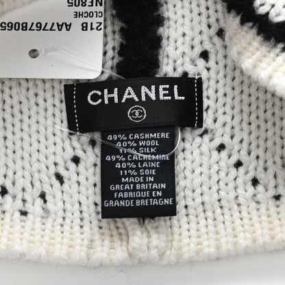Chanel Cashmere Logo Beanie Hat Black White 3 of 3