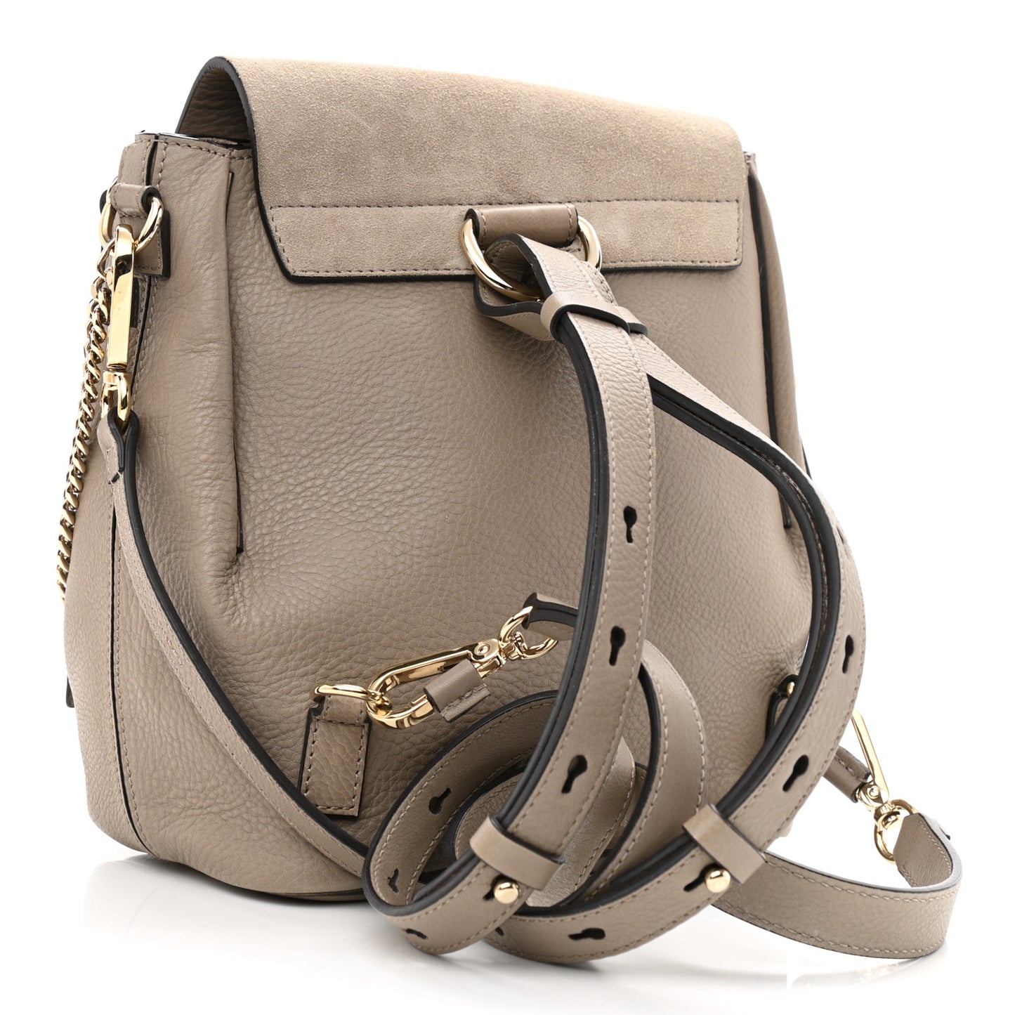 Suede Calfskin Small Faye Backpack Motty Grey