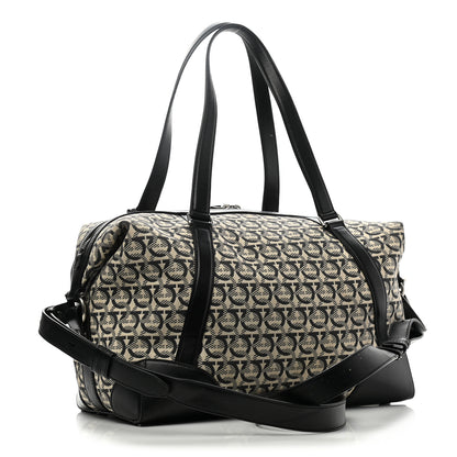 Salvatore Ferragamo Canvas Calfskin Gancini Weekender Bag Black 2 of 7