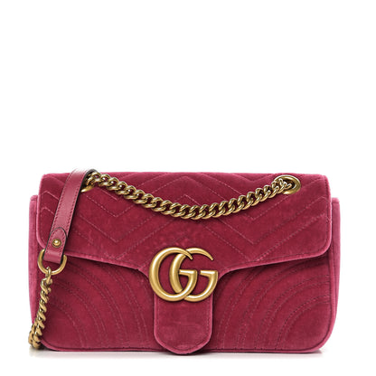 Gucci Velvet Matelasse Small GG Marmont Shoulder Bag Light Raspberry Rose 1 of 9