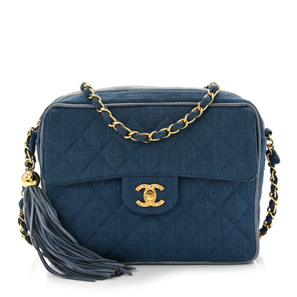 Chanel Canvas Quilted CC Tassel Camera Bag Blue 1 of 11