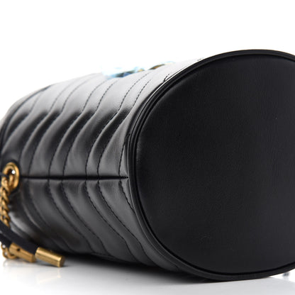 Gucci Calfskin Matelasse Mini GG Marmont 2.0 Bucket Bag Black 7 of 8