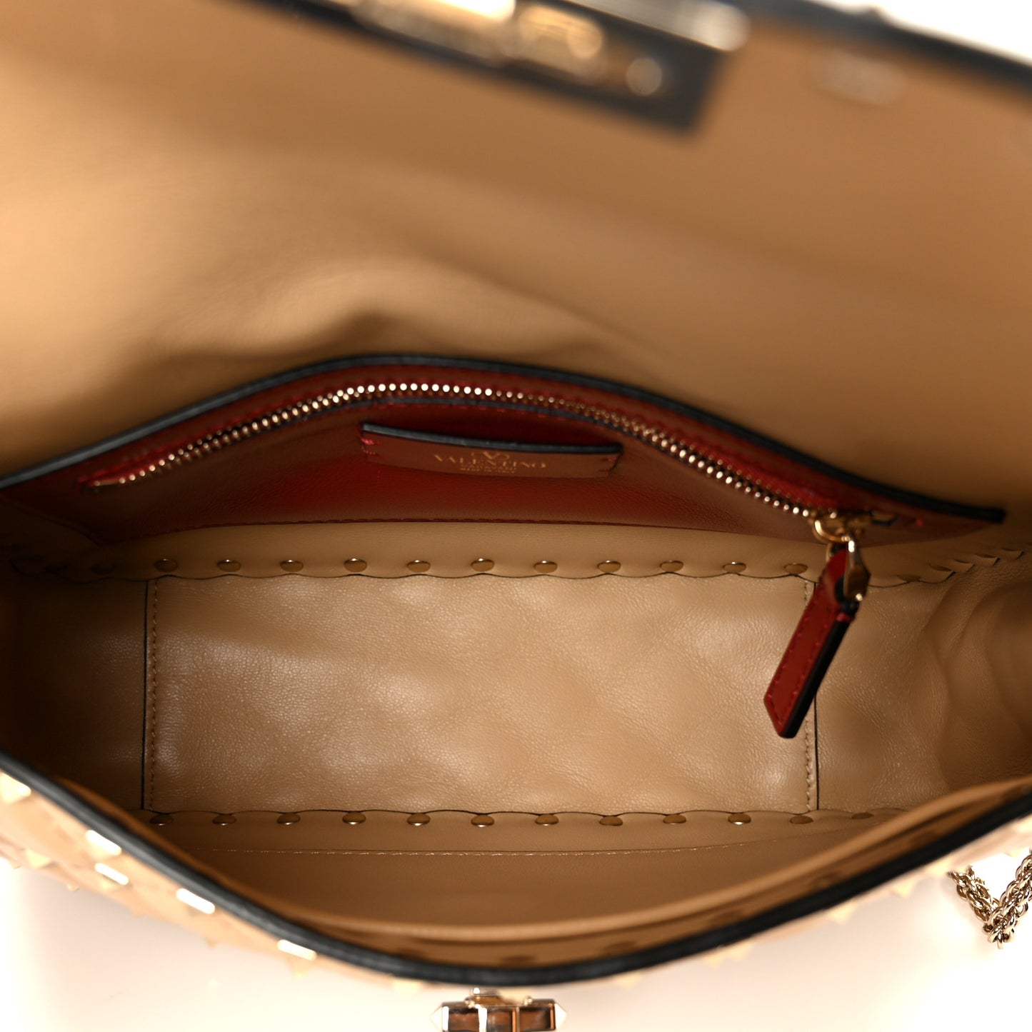 Nappa Medium Rockstud Spike Shoulder Bag Soft Noisette