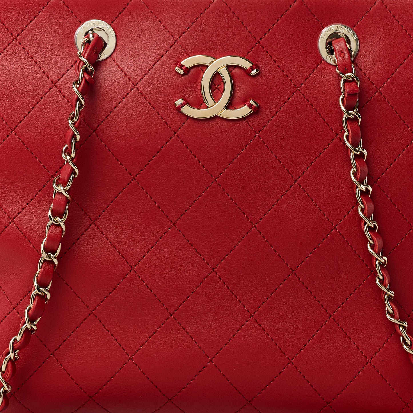 Calfskin Large Serial Shopper Tote Red