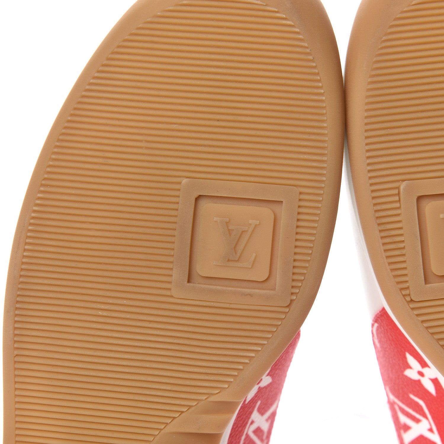 Louis Vuitton X SUPREME Calfskin Monogram Sneakers 9.5 White Red 6 of 8