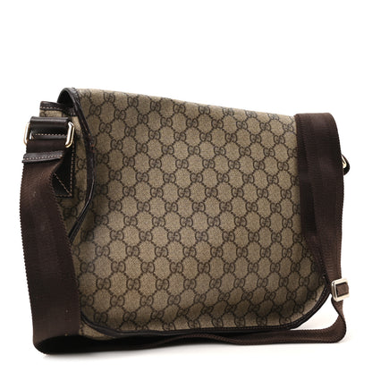 Gucci GG Plus Monogram Medium Double Buckle Flap Messenger Bag Beige Dark Brown 3 of 10