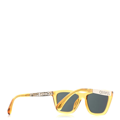 Chanel Acetate Metal Rectangle Sunglasses 5442 Yellow 4 of 8