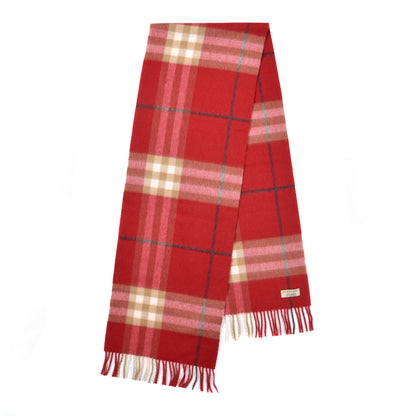Burberry Cashmere Giant Check Fringe Scarf Military Red 2 of 4