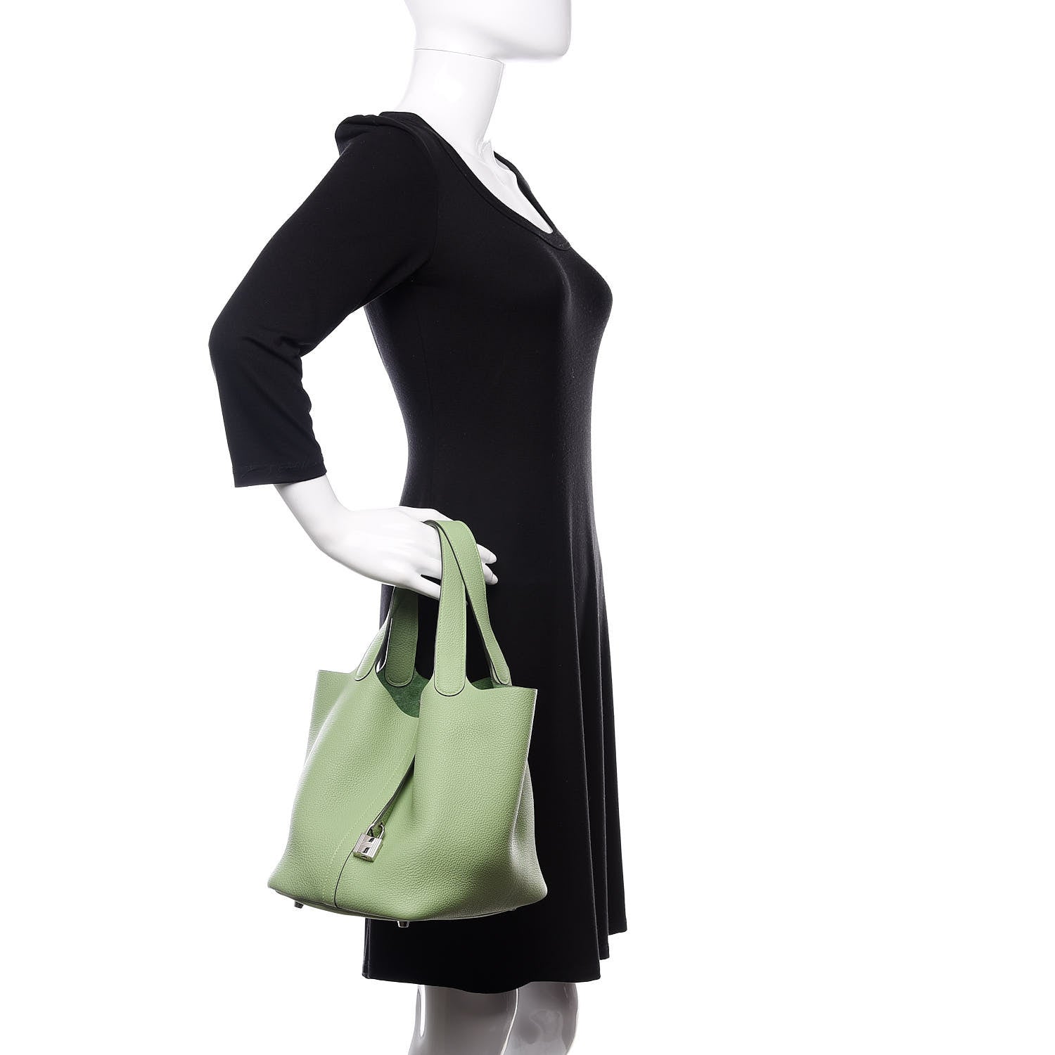 Hermes Taurillon Clemence Picotin Lock 22 MM Vert Criquet 2 of 13