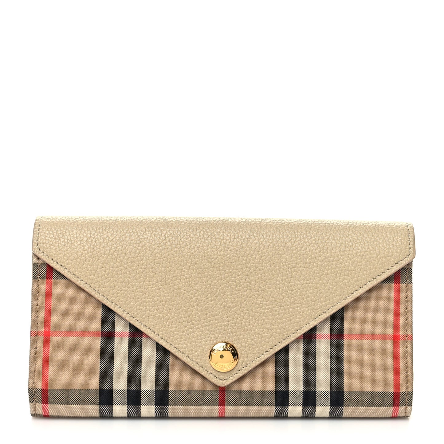 Vintage Check Grain Calfskin Halton Wallet Beige