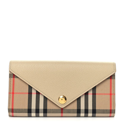 Burberry Vintage Check Grain Calfskin Halton Wallet Beige 1 of 9