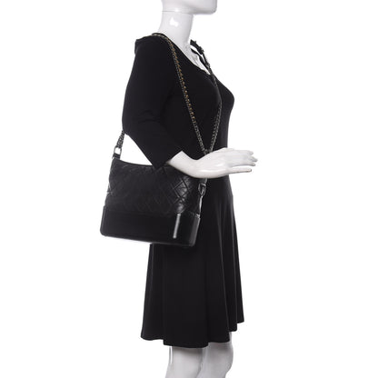 Chanel Aged Calfskin Quilted Medium Gabrielle Hobo Black 2 of 9