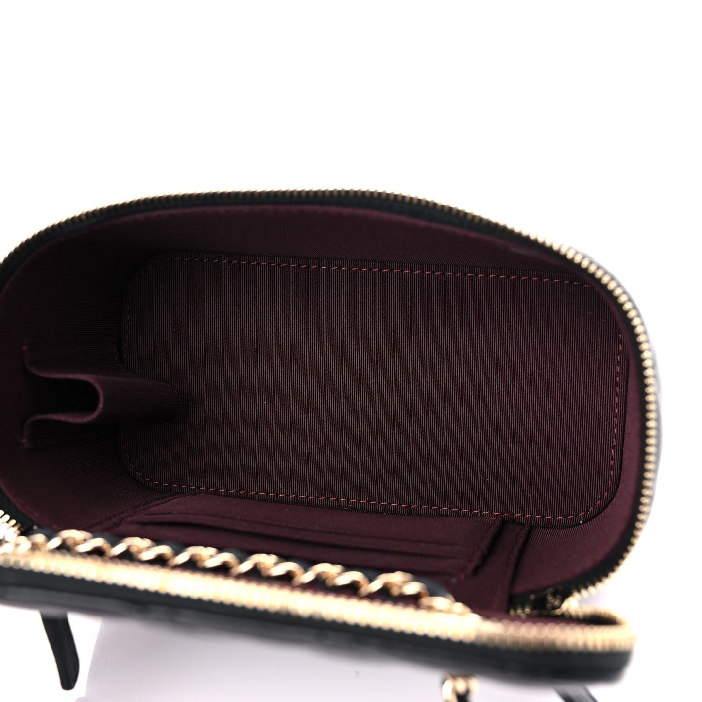 Lambskin Quilted Small Vanity Case With Chain Black