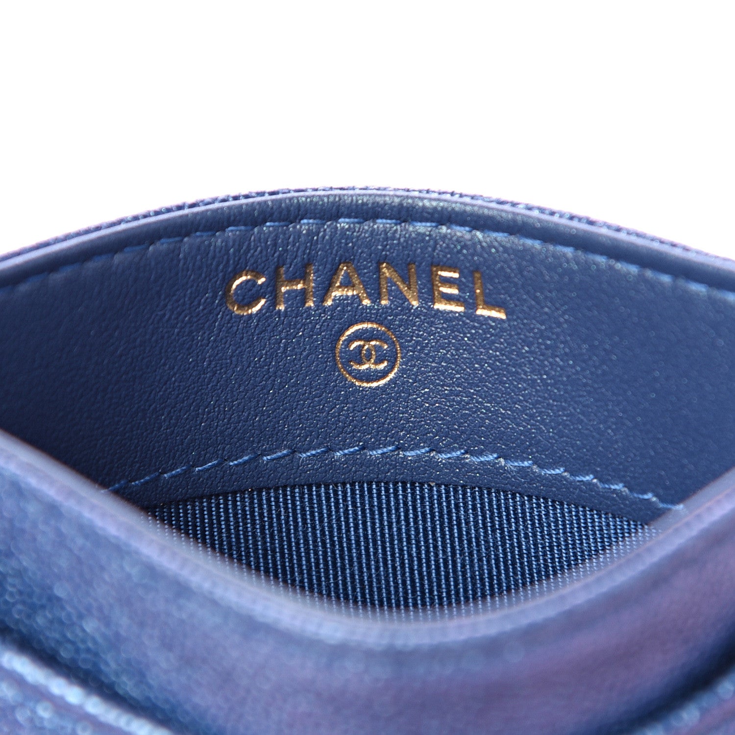 Chanel Iridescent Caviar Quilted Card Holder Dark Blue 5 of 9