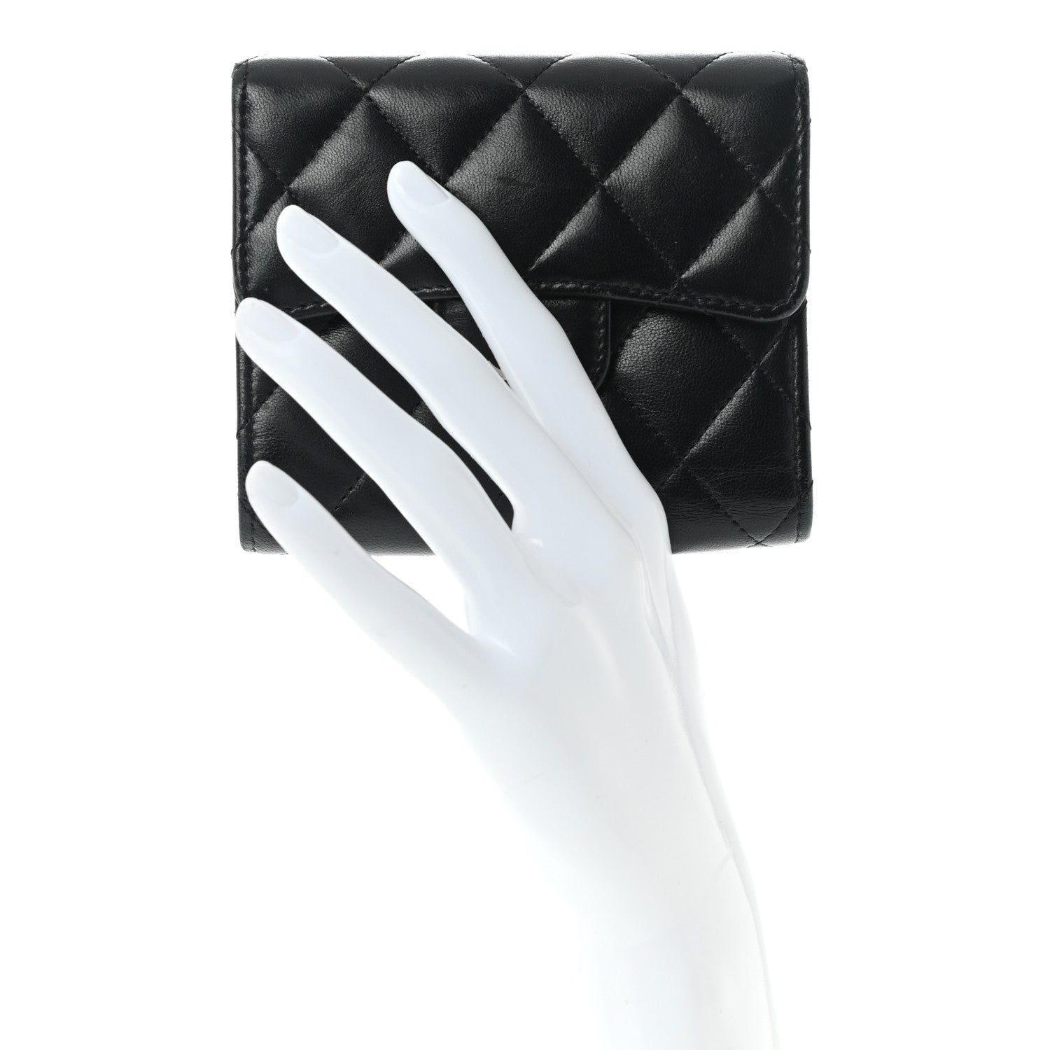 Chanel Lambskin Quilted Compact Flap Wallet Black 2 of 11