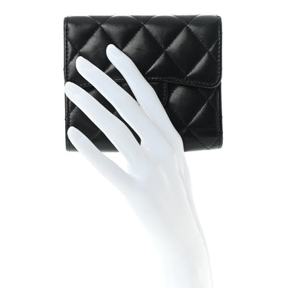 Chanel Lambskin Quilted Compact Flap Wallet Black 2 of 11
