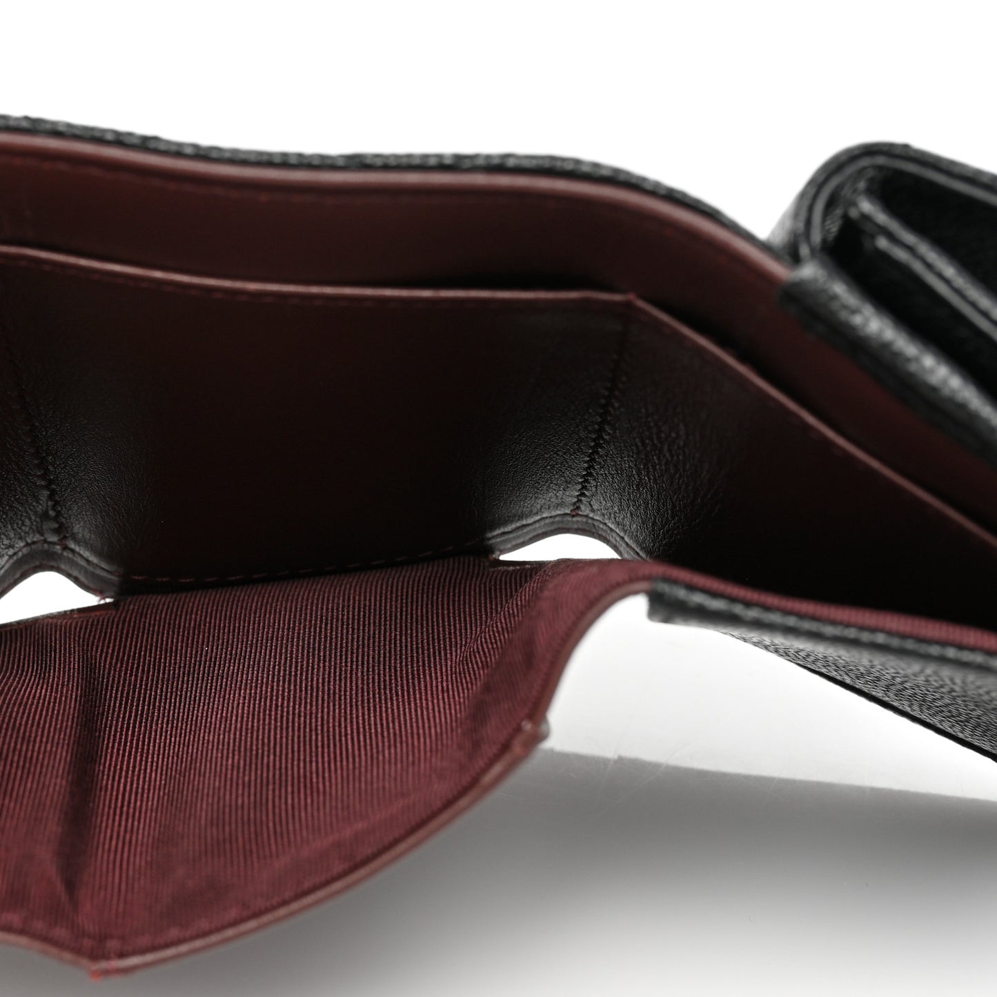 Caviar Quilted Tri-Fold Flap Wallet Black