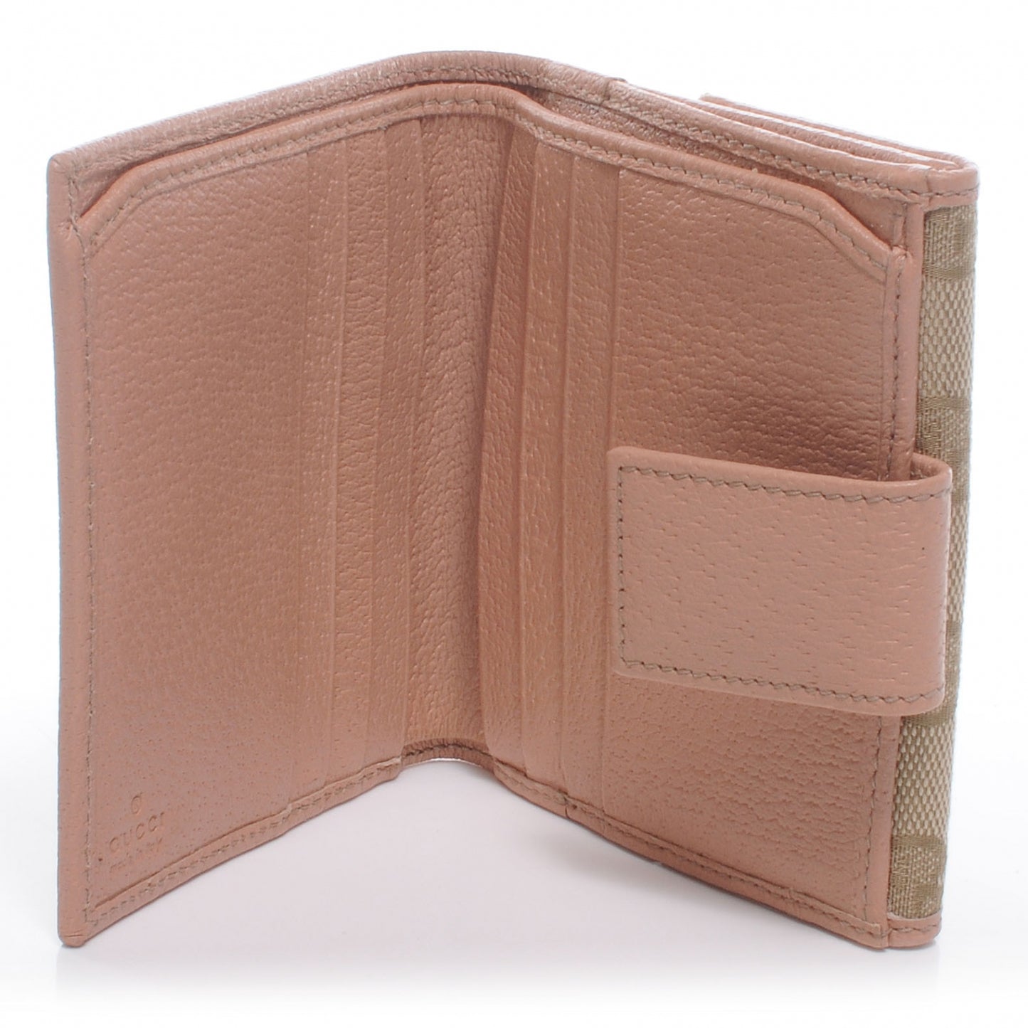 Monogram Metal Bar French Flap Wallet Pink