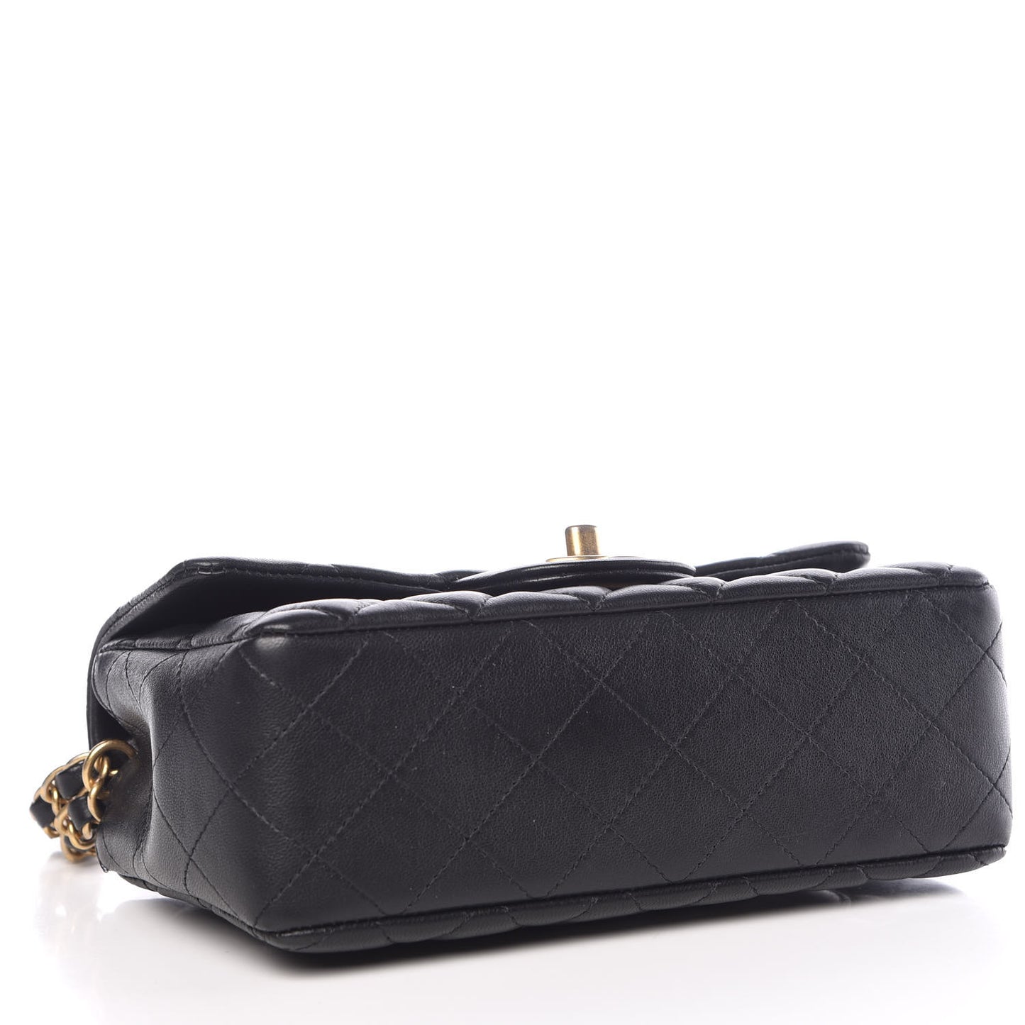 Lambskin Quilted Mini Rectangular Flap Black