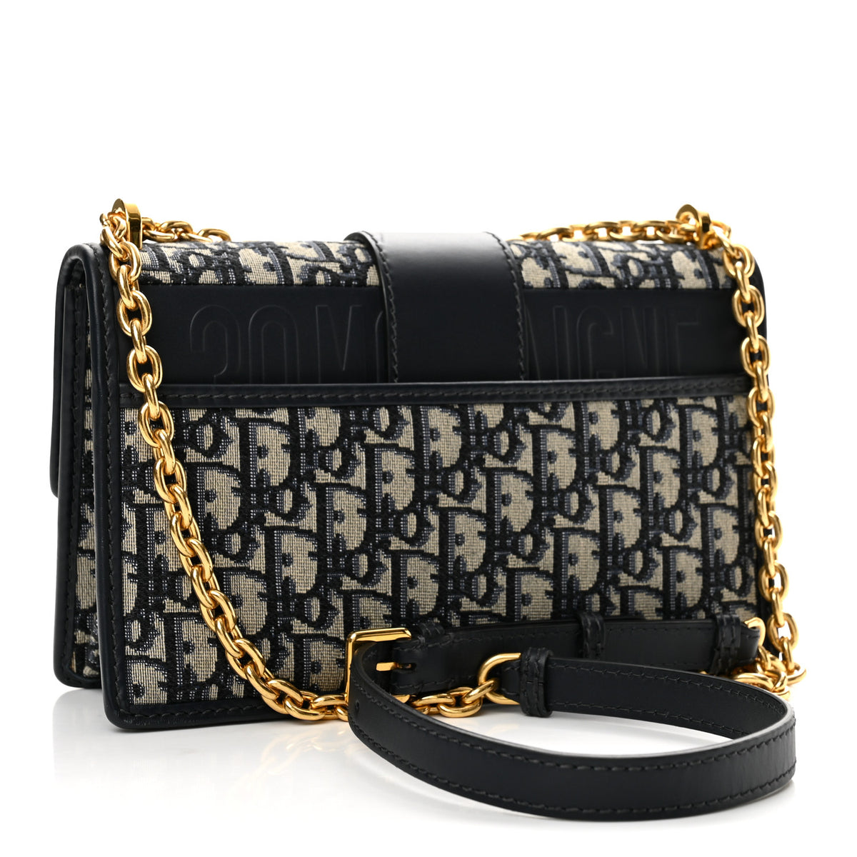 Christian Dior Oblique 30 Montaigne Chain Flap Bag Blue 3 of 13
