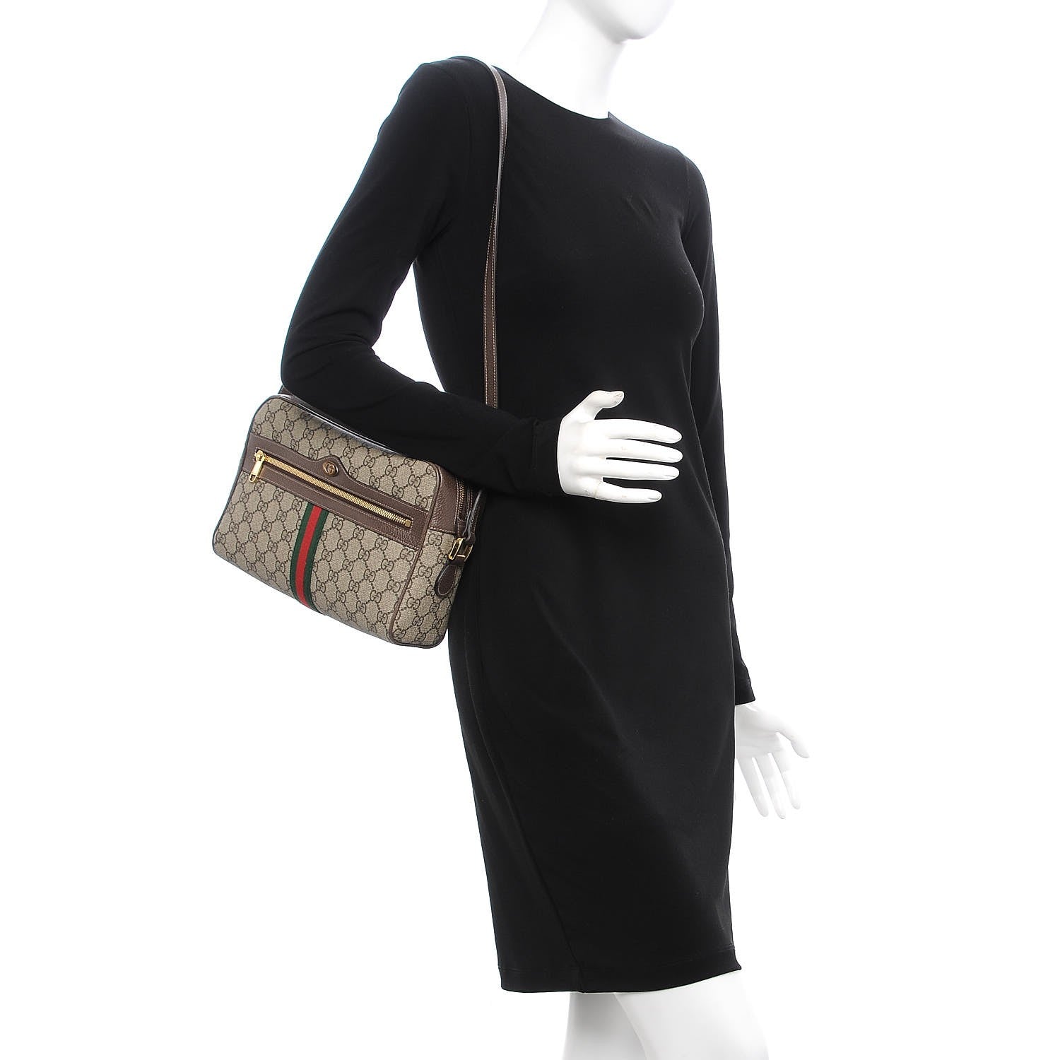 Gucci GG Supreme Monogram Web Small Ophidia Shoulder Bag Brown 2 of 7