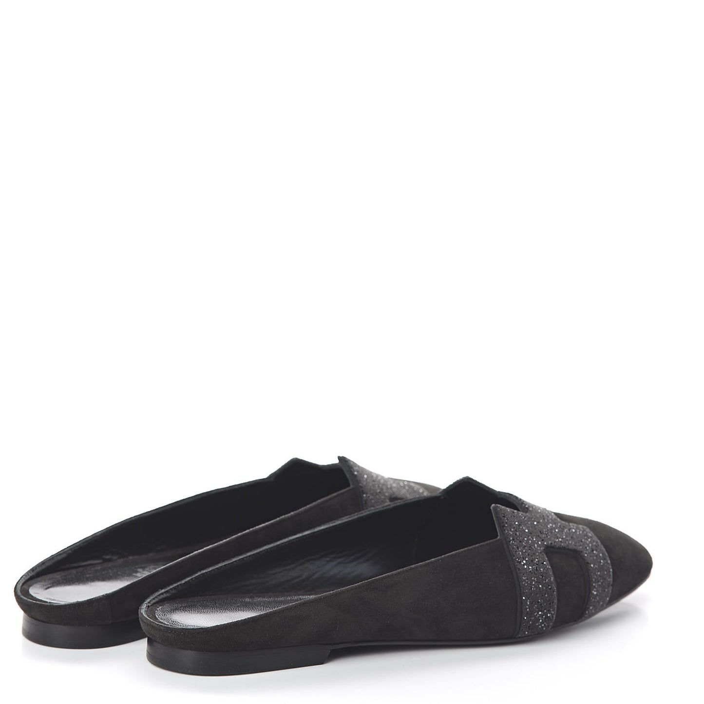 Suede Goatskin Crystal Roxane Mules 38 Black