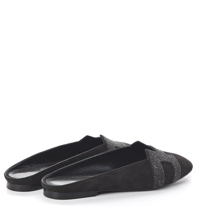 Hermes Suede Goatskin Crystal Roxane Mules 38 Black 4 of 8