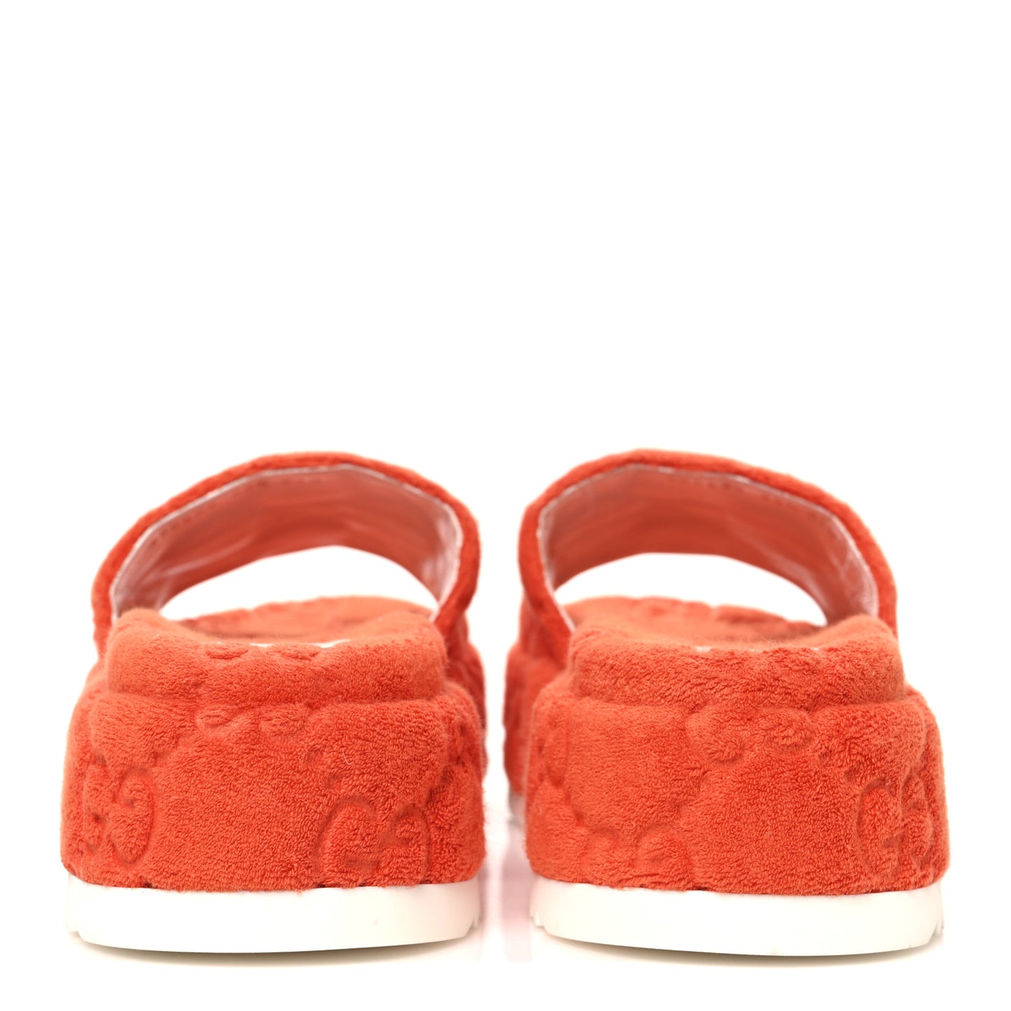 Terry Cloth GG Monogram Angelina Platform 55mm Slide Sandals 39.5 Deep Orange