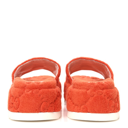 Gucci Terry Cloth GG Monogram Angelina Platform 55mm Slide Sandals 39.5 Deep Orange 6 of 11
