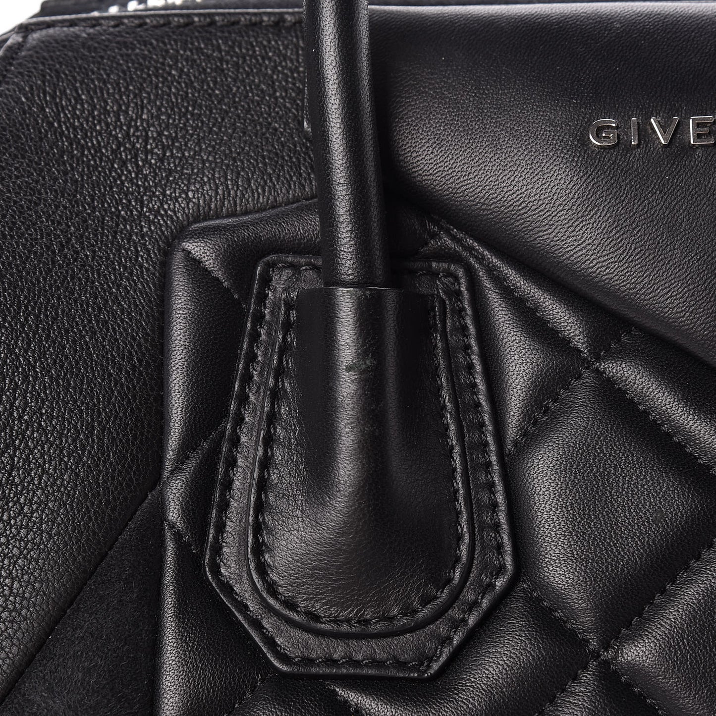Sugar Goatskin Lambskin Diamond Quilted Medium Antigona Black