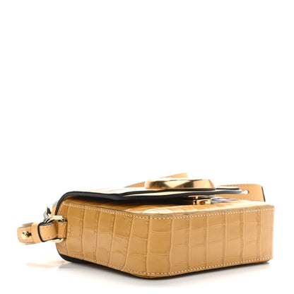 Chloe Calfskin Crocodile Embossed Mini C Double Carry Honey Gold 4 of 9