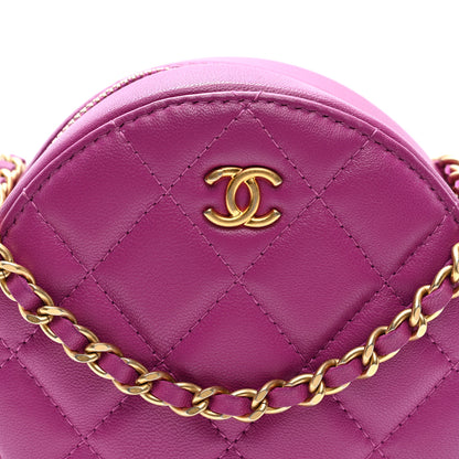 Chanel Lambskin Quilted Round Pearl Crush Clutch With Chain Purple 8 of 10
