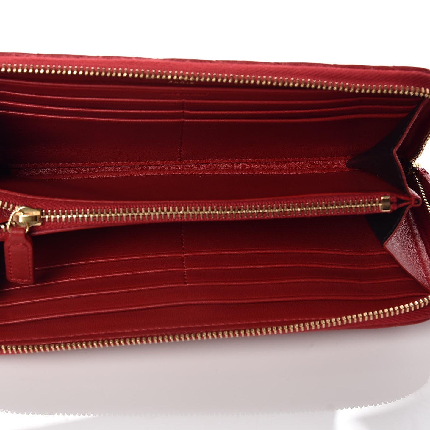 Lambskin Matelasse Monogram Vicky Zip Around Wallet Rouge Eros
