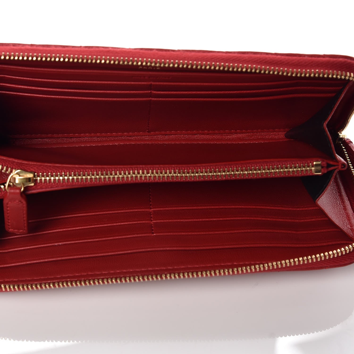 Saint Laurent Lambskin Matelasse Monogram Vicky Zip Around Wallet Rouge Eros 7 of 9