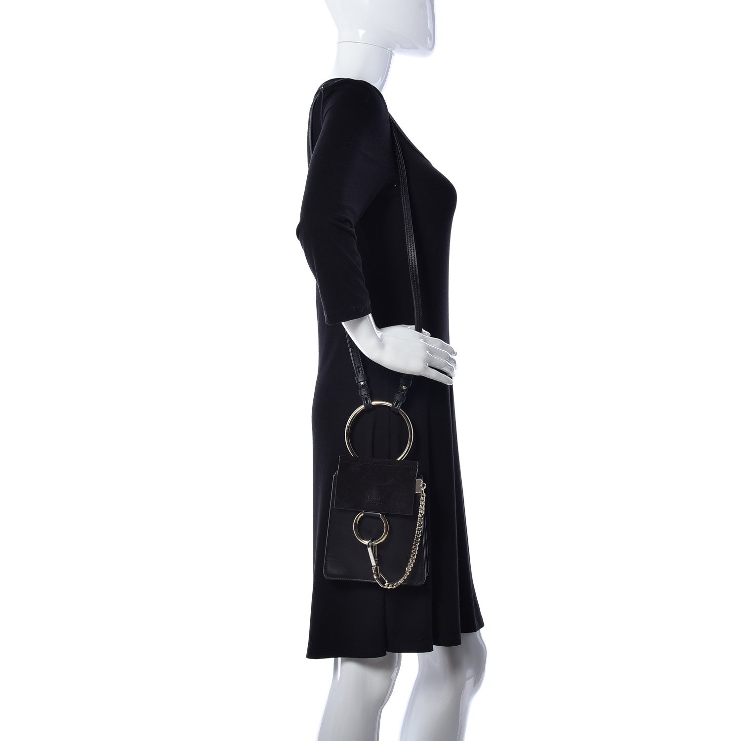 Chloe Suede Calfskin Mini Faye Bracelet Bag Black 2 of 9