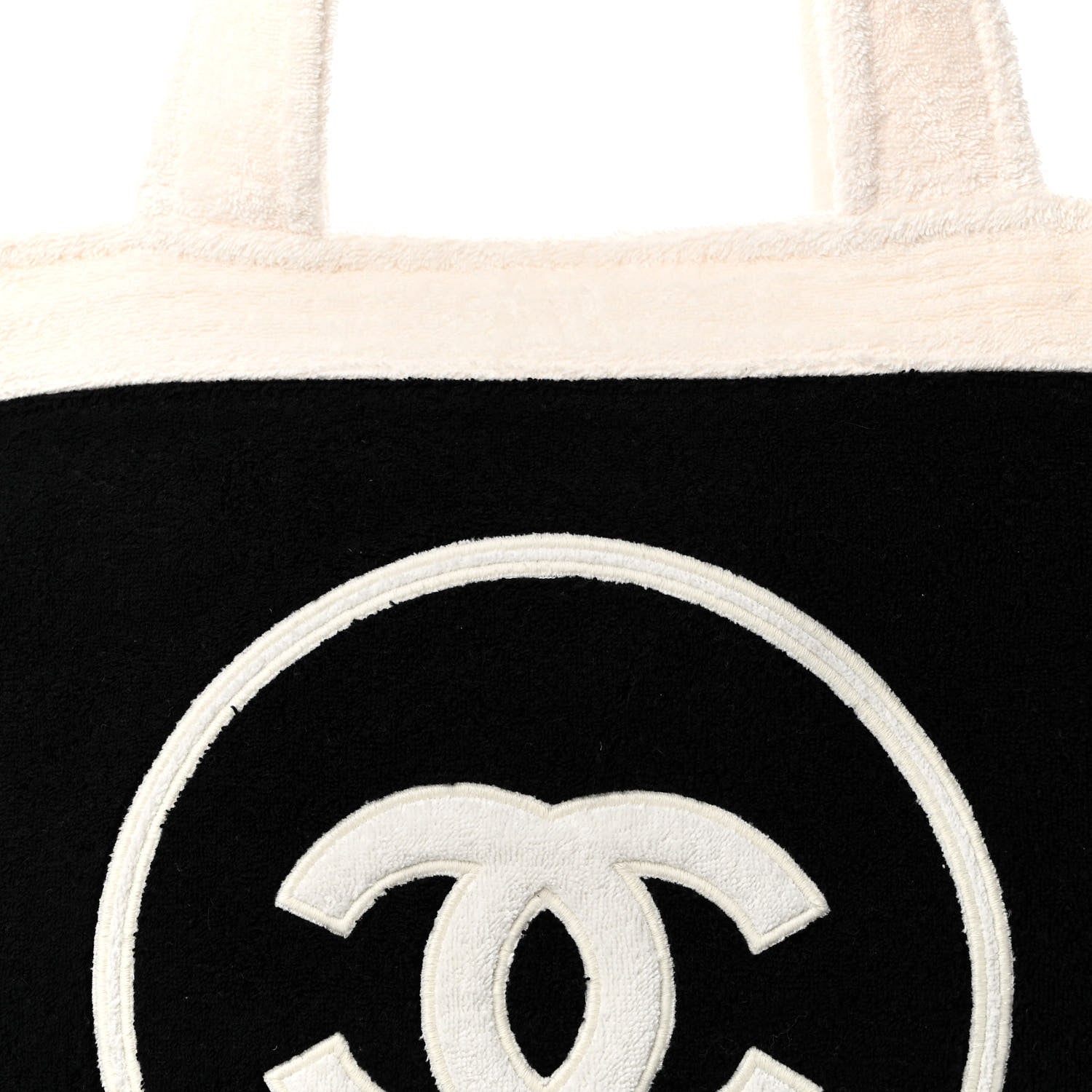 Chanel Terry Cotton CC Beach Tote Towel Set Black White 8 of 10